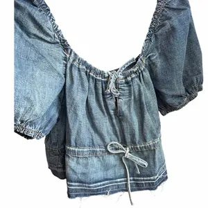 Ganni‎ Denim Puff Sleeve Top in Tint Wash Size S/M Feminine Cottage core thumbnail 7