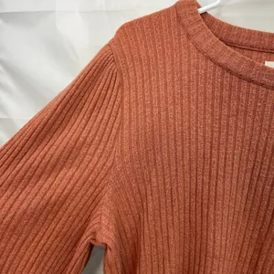 Madewell women's rustic orange soft knit balloon‎ sleeve stretch sweater medium thumbnail 3