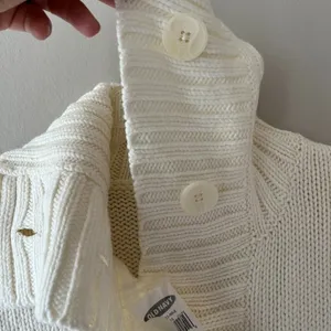 Old Navy Sz S Oversized Funnel Neck Rib Knit Cream Sweater Coat Pockets thumbnail 5