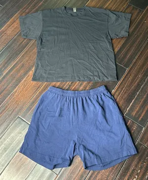 Cropped tee shirt and shorts set Los Angeles Apparel casual basic cotton thumbnail 1