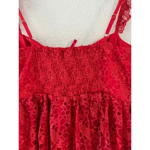 Anthropologie Ruffle Strap Corset Lace Mini Dress Lipstick Red Coquette NWT XL thumbnail 5