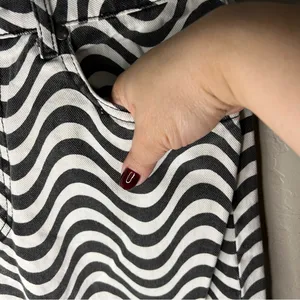 The Ragged Priest Black and White Wave Psychedelic Groovy Raw Hem Wide Leg Jeans thumbnail 5