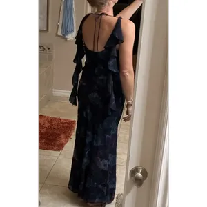 Rotate Purple Chiffon Slip Maxi Dress SIZE 2 Ruffle Formal Party Watercolor $430 thumbnail 8