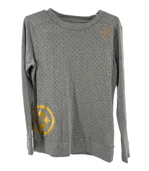 NFL ProLine Steelers Large embroidered long sleeve fitted tee football gray thumbnail 1