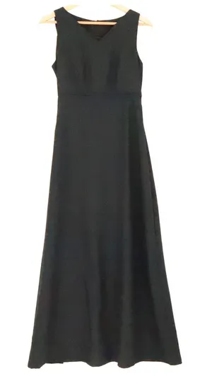 Vintage 90s Empire Waist Maxi Dress Womens Size 8 Black Choir Minimalist Event thumbnail 1