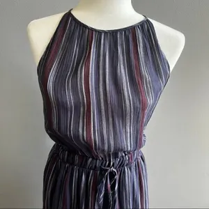 Universal Thread Women Striped Sleeveless Maxi Size Small Navy Blue thumbnail 6