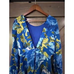 Lulus Sweetest Song Blue Floral Print Backless Long Sleeve‎ Romper Small Cottage thumbnail 6