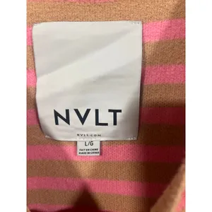 NVLT Anthropologie Striped Cardigan Sweater Lady Jacket Pink Tan Large Preppy thumbnail 8