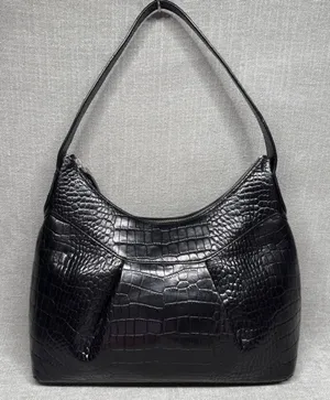 Alfani Black Croc Embossed Leather Shoulder Bag Greenwich Hobo‎ Purse thumbnail 1