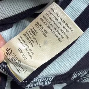 Maeve Anthropologie Womens Large Blue Navy Striped‎ Zip Front 3/4 Sleeve Rib Top thumbnail 8
