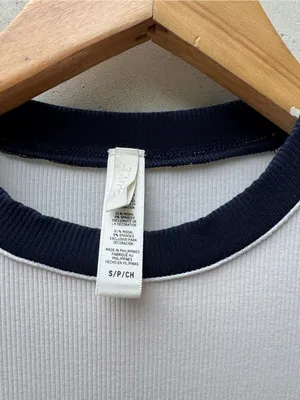 SKIMS Soft Lounge Ringer T-Shirt White Navy Ribbed Modal Tee Size Small Vintage thumbnail 3