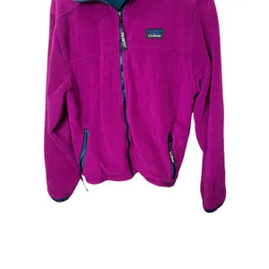 L.L.Bean Womens Fleece Jacket Polartec Windproof Zip Front‎ Purple Teal Trim L thumbnail 2