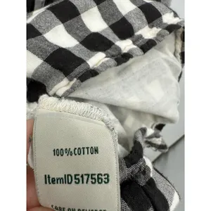 LL‎ Bean Womens XL Black White Gingham Cotton Henley 3/4 Sleeve Top thumbnail 7