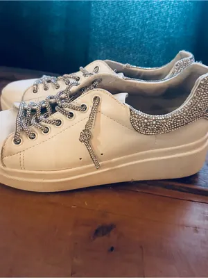 Yellow Box White Platform Sneaker with Sparkle Heel thumbnail 3