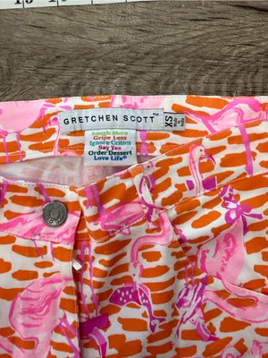 Gretchen Scott Cotton Spandex Vibrant‎ Colorful Flamingo Novelty Pants XS thumbnail 5
