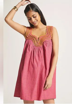 Anthropologie Let Me Be Swing Tunic Dress in Pink thumbnail 1