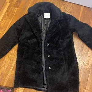American Eagle black fur longline jacket thumbnail 2