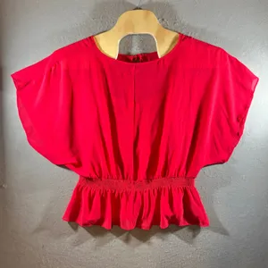 2 |‎ ELLE Romantic Boho Embroidered Smocked Peplum Festival Blouse Women XL thumbnail 2