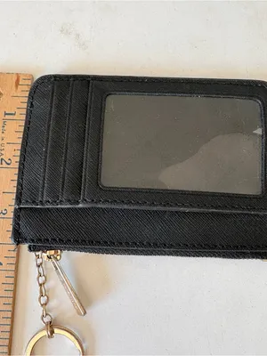 Michael Kors Jet Set Small Zip Black Leather Wallet Coin Pouch Card Holder 5x3.5 thumbnail 8