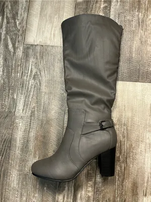 Journee Collection Tall Gray Knee-High Block Heel Boot Size 9 thumbnail 15