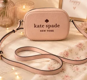Kate Spade Purse Glitter Pink Leather Camera Bag Crossbody Pebbled Leather EUC thumbnail 1