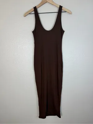 Naked Wardrobe Sculpt Tank Midi Dress in Chocolate Brown size Large NEW $68 thumbnail 8