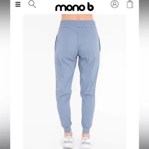 Mono B Joggers Women‎ M Blue Tapered Drawstring Pleated RK010 workout lounge thumbnail 2