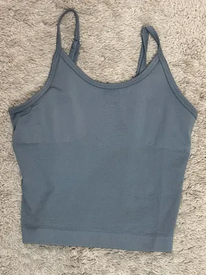 Grey Women's ribbed athletic crop tank top size XS NWOT thumbnail 1