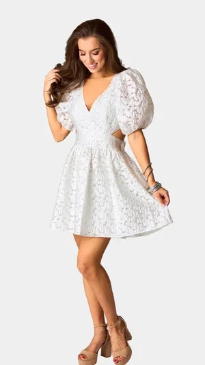 BuddyLove TINSLEY CUT OUT SHORT DRESS - ALABASTER thumbnail 1