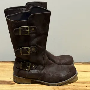 Ruff Hewn Maya Dark Brown Faux Suede‎ Moto Boots Size 8 A37 thumbnail 6