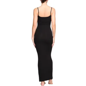SKIMS Soft Lounge Long Ribbed Slip Dress Onyx size Medium thumbnail 2