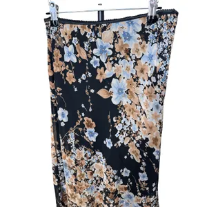 Jonathan Martin‎ Vintage Floral High Low Midi Skirt Black Blue Tan Medium USA thumbnail 2