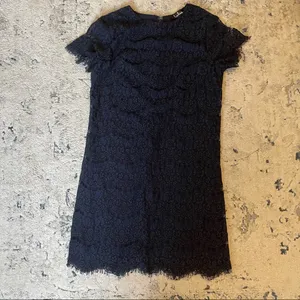 Lulu's Take Me to Brunch Navy Blue Lace Shift Dress Size Extra Small thumbnail 3