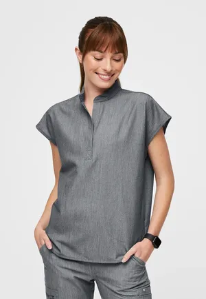 Figs | Rafaela Oversized Scrub Top Shirt In Graphite Gray Medium thumbnail 1