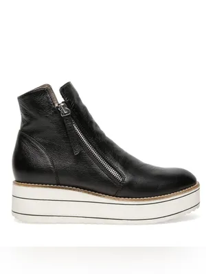 Silent D Nene Bootie Black Leather Platform Zip Ankle Boots thumbnail 3