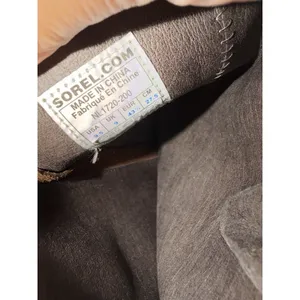 Women's 9.5 Sorel Cool Canvas Boots Brown Leather Knee High Wedge Side Zip Tall‎ thumbnail 9