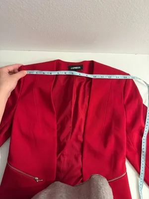 Express Red Open-Front Blazer with Silver Zippers thumbnail 8