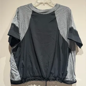 Nike gray top with mesh accents and drawstring bottom hem size XL thumbnail 1