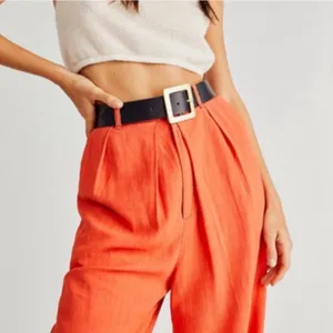 Free People | Free In You Pull On Pleated Trousers, Orange, XS thumbnail 4