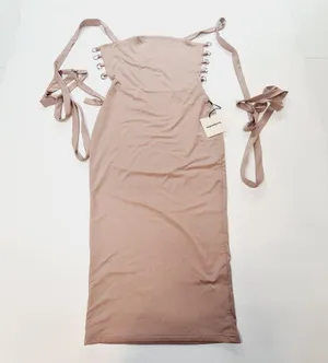 Superdown Yvonne Laced Back Midi Dress in Taupe thumbnail 1