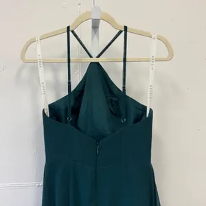 Azazie Dark Green Halter Chiffon Maxi Dress Bridesmaid Formal Gown Size A4 Prom thumbnail 6