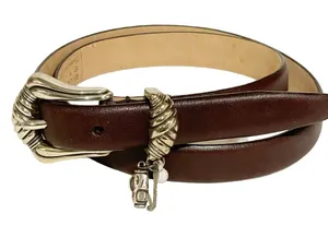 Bill Adler Studio Size Medium Brown Leather Golf Charms Skinny Womens Belt‎ thumbnail 1