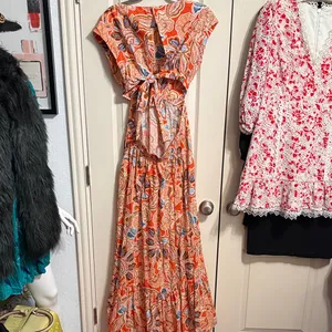 MISA LA Dana Mae Tiered Floral Open Back Maxi Dress Boho Resort Maximalist thumbnail 2