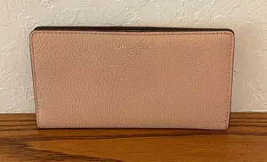 kate spade Blush Pink Pebbled Leather Continental Wallet with Gold Logo thumbnail 1