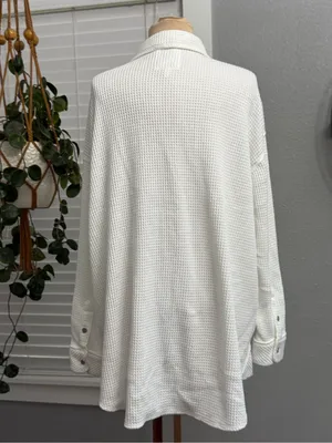 Aerie Lumber Jane Waffle Knit Long Sleeve Shirt Size Medium Oversized thumbnail 4