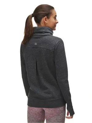 Alo Yoga Funnel Neck Sweatshirt in Haze Gray Charcoal thumbnail 2