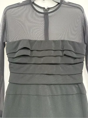 Night Way Collections Black Mesh Sleeve Tiered Bodice Dress thumbnail 3