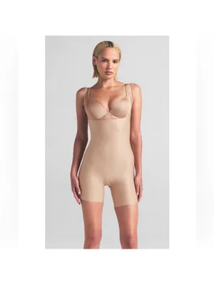 NWT SKIMS Body Core Sculpt Open Bust Mid Thigh Bodysuit in Sand size S thumbnail 10
