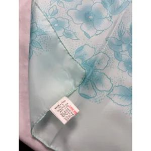 VTG blue floral print long scarf. 9 x 64. headscarf. vintage. 1960s. 1970s thumbnail 2