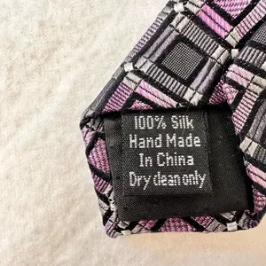 Pronto Uomo Silk Tie Men's Grey Purple Designer Necktie Office Geometric Carrier thumbnail 6